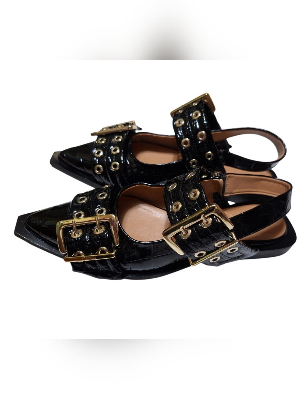 GANNI Feminine Buckle Ballerina Flats Size (38)